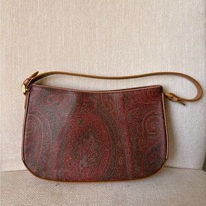 Etro Red and Brown Paisley Satchel